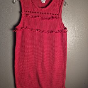 J. Crew Red Sleeveless Knit Dress with Eyelet Detail
